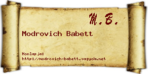 Modrovich Babett névjegykártya